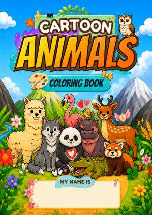 cute cartoon animals coloring book