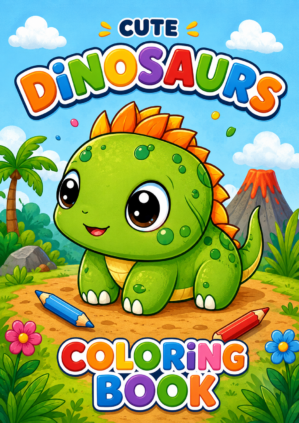cute dinosaur coloring book