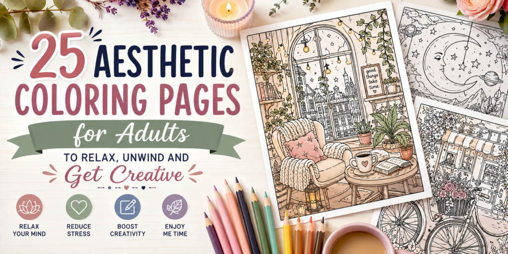 25 Aesthetic Coloring Pages for Adults to Relax, Unwind and Get Creative aesthetic coloring pages
