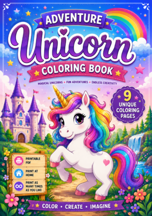 coloring book for adventure unicorn