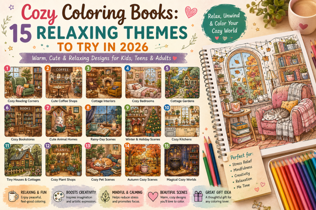 Cozy Coloring Books: 15 Relaxing Themes to Try in 2026 cozy coloring books