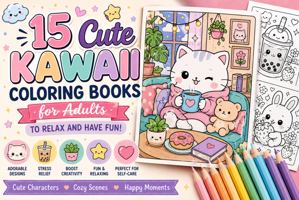 15 Cute Kawaii Coloring Books for Adults to Relax & Have Fun kawaii coloring books for adults