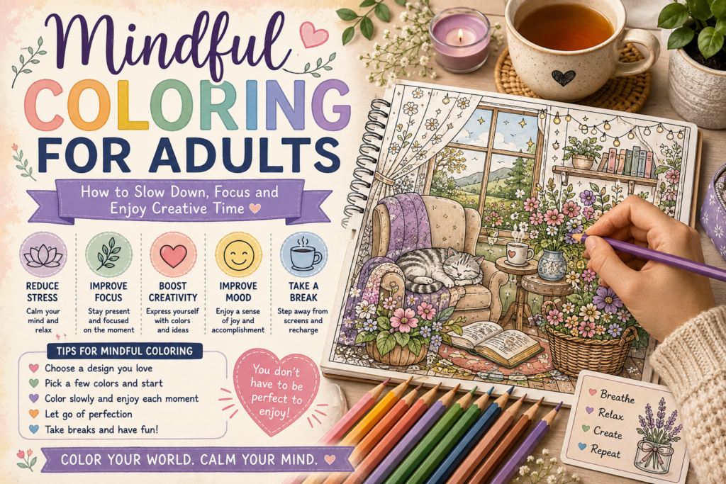 Mindful Coloring for Adults: Relax, Focus & Enjoy Creative Time mindful coloring for adults