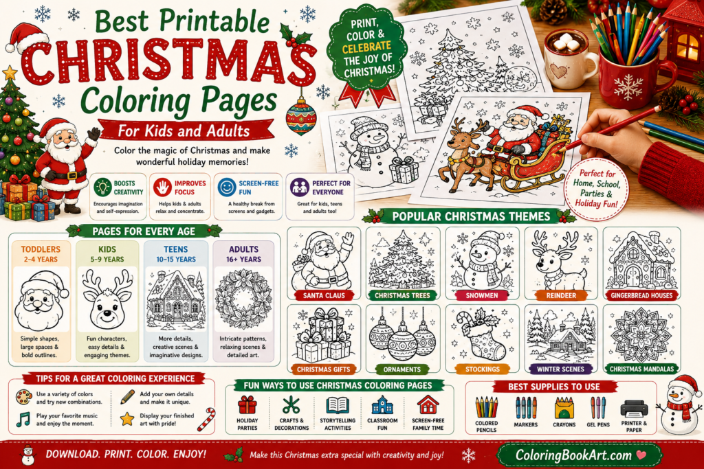 Best Printable Christmas Coloring Pages for Kids and Adults printable christmas coloring pages