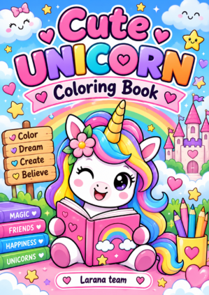 cute unicorn coloring book