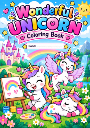wonderful unicorn coloring book